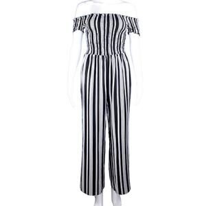 Off-shoulder Smocked Striped Jumpsuit, XXS​​​​​​​​​​​​​​​​​​